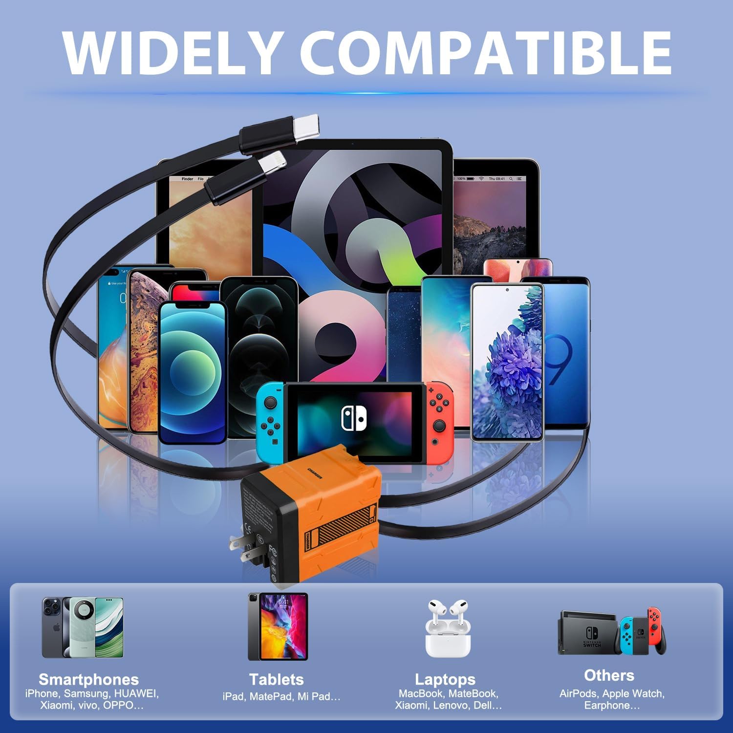 2 in 1 Compatible with 120w Fast Charger, 2025 New Retractable Wall Fast Charger Module, Portable c harger with All in 1 Foldable Plug,for Phone, Tablet, Laptops(Green) - Image 8