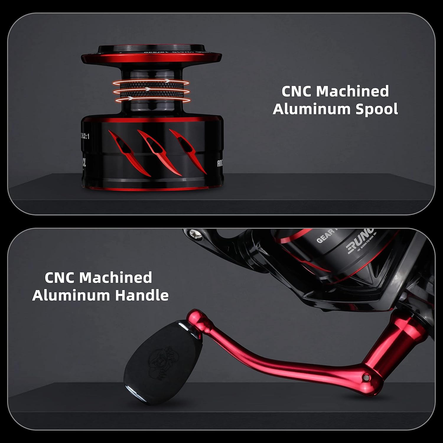 RUNCL Spinning Fishing Reel ANCOHUMA, Powerful 26 LB Max Drag, 7+1 Stainless BB, 6.2:1 CNC Aluminum Alloy Spool, Unique Smooth Colorful Ceramic Line Roller, D.S.S.R Double Shield for Freshwater - Image 7
